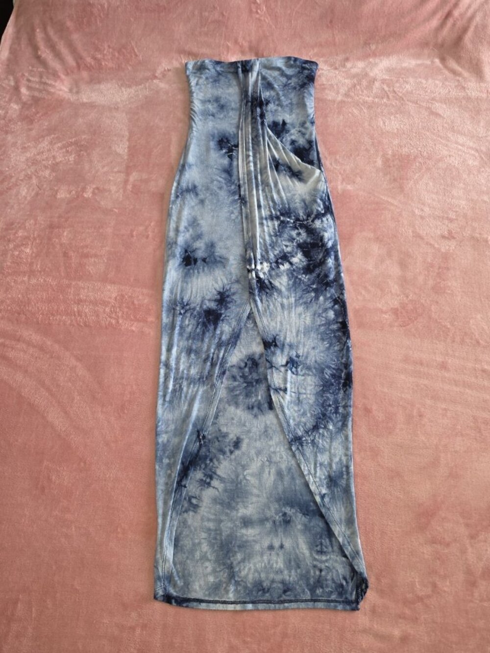 Heart Hips Blue/Gray Tie Dye Strapless Stretch Maxi Dress Womens Size S - Picture 4 of 8